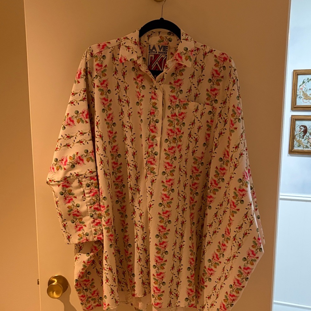 Floral Striped Button-Up Shirt